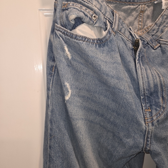 H&M &Denim Wide Leg Utra High Waist Size 6 Distressed - Picture 4 of 8